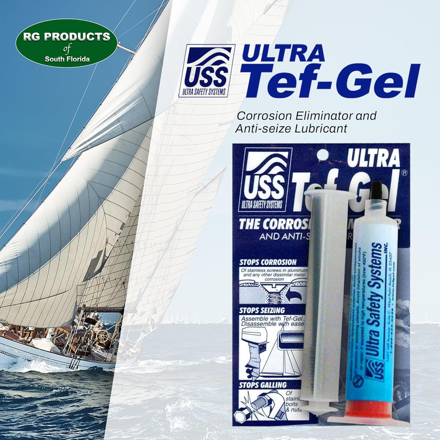 BRAND, CATEGORY, INDUSTRIAL LUBRICANTS, ULTRA TEF-GEL, Anti Corrosion Lubricant & Grease for Sailboat Rigging Hardware Protection, Superior Saltwater Original Stainless Steel Lubricant Protection, Ultimate Anti-Corrosion Solution, 20cc Tube