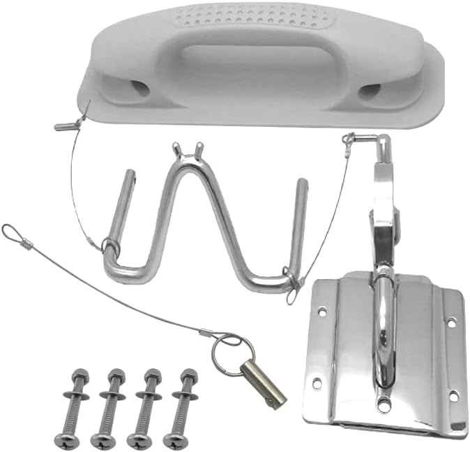 AKOLEYER, BRAND, CATEGORY, DECK HARDWARE, Boat 304 Stainless Steel Insta-Lock Quick Davits Replacement Set with Handle Pad