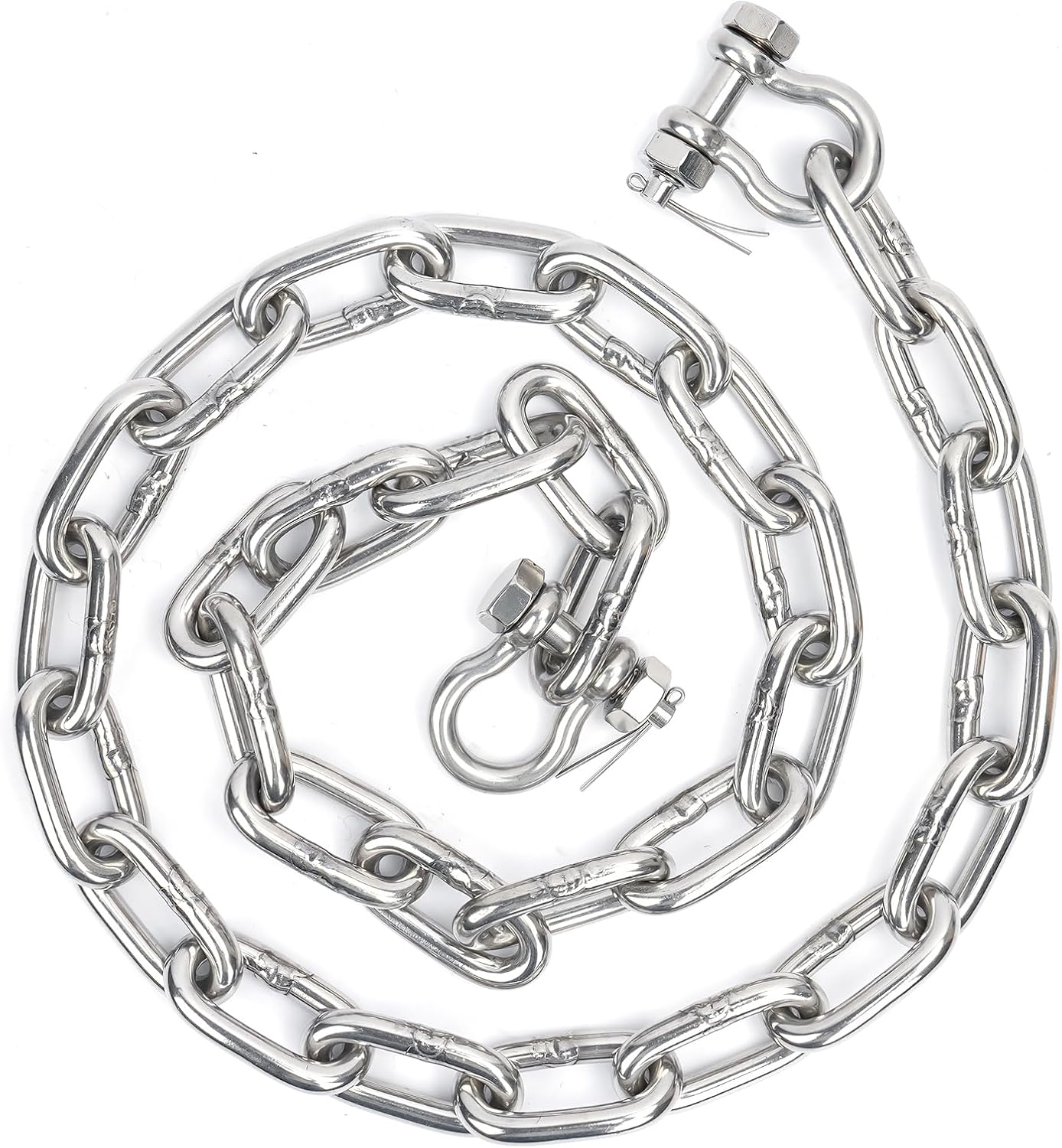 ANCHORS, BRAND, CATEGORY, HANNGER, Boat Anchor Kit, T316 Stainless Steel Marine Grade 1/4" or 5/16" Width Heavy-Duty Anchor Lead Chain with 2 Pcs Anti-Off Double Shackle Link Ends for Boats, Pontoon, Deck, Fishing, and Sail