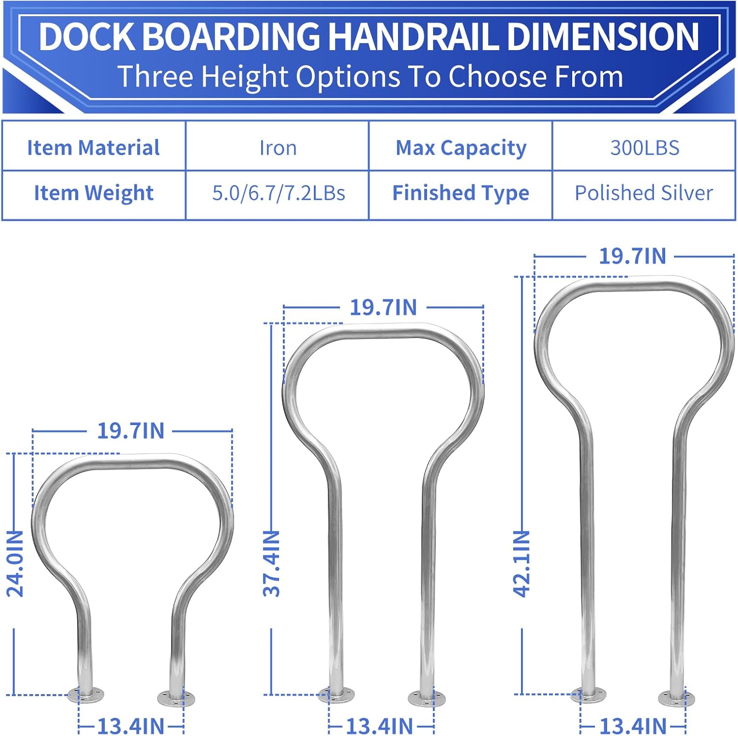 BRAND, CATEGORY, DECK HARDWARE, YEEZOO, Boat Dock Boarding handrail, Safety Grab bar/Hand Railing for Marina, Dock, Deck, Boat, hot tub (37.4"H)