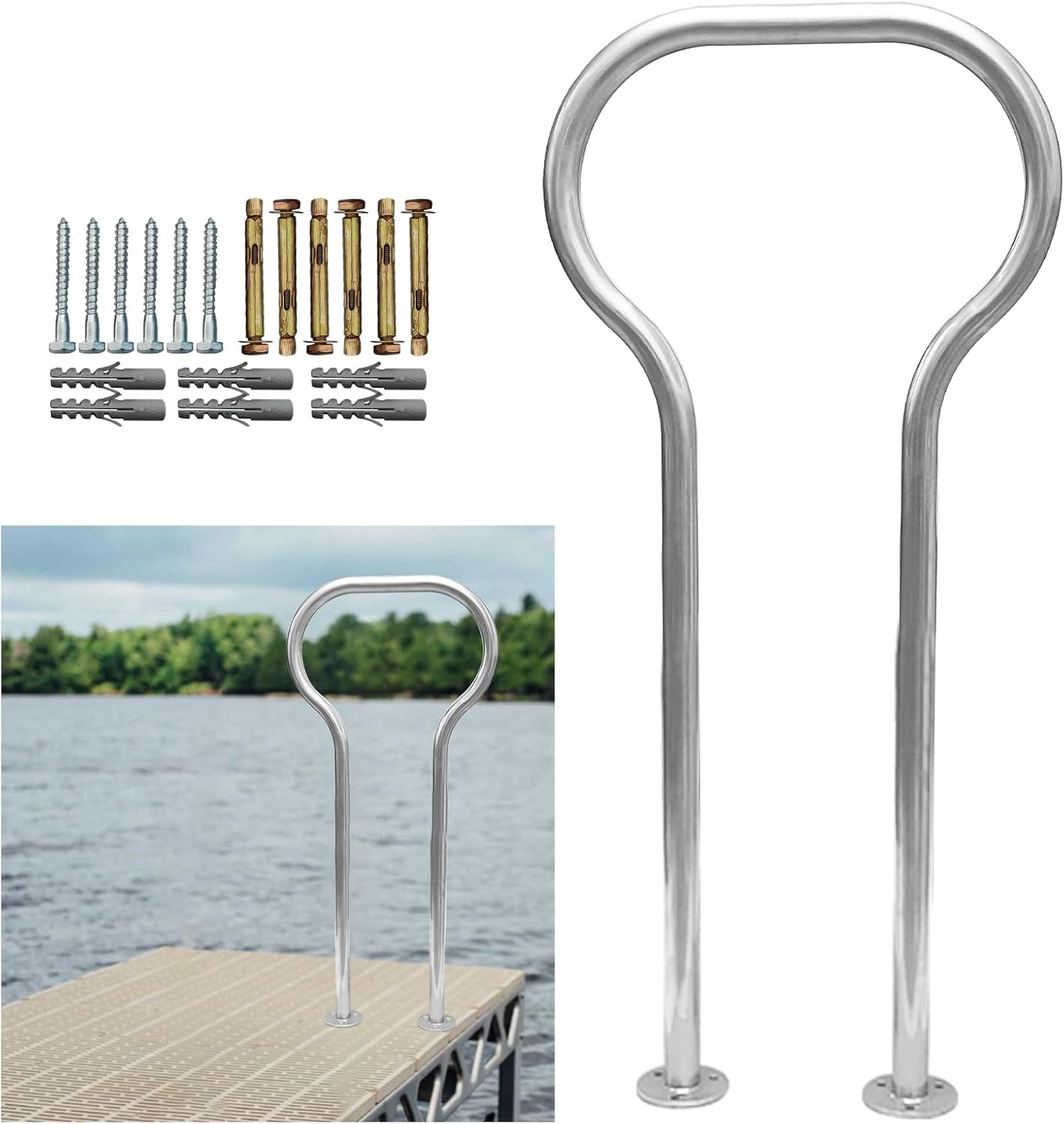 BRAND, CATEGORY, DECK HARDWARE, YEEZOO, Boat Dock Boarding handrail, Safety Grab bar/Hand Railing for Marina, Dock, Deck, Boat, hot tub (37.4"H)