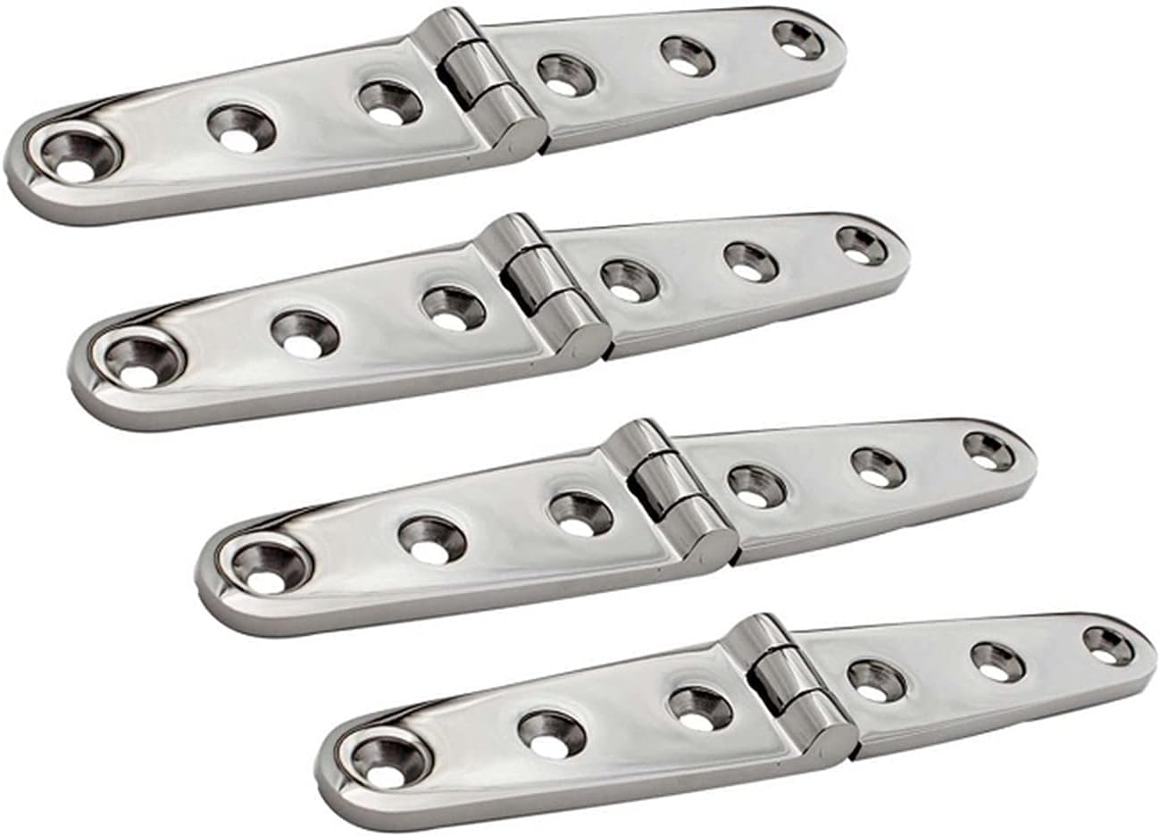 BRAND, CABINET HARDWARE & HINGES, CATEGORY, JDFCDBCVDSUDHDSBC, Boat Fitting 4PCS 316 Stainless Steel Mirror Polish Strap Door Hinges with 6 Holes 152mm Accessories Marine Boat Stainless Hinge (Color : 28X152)