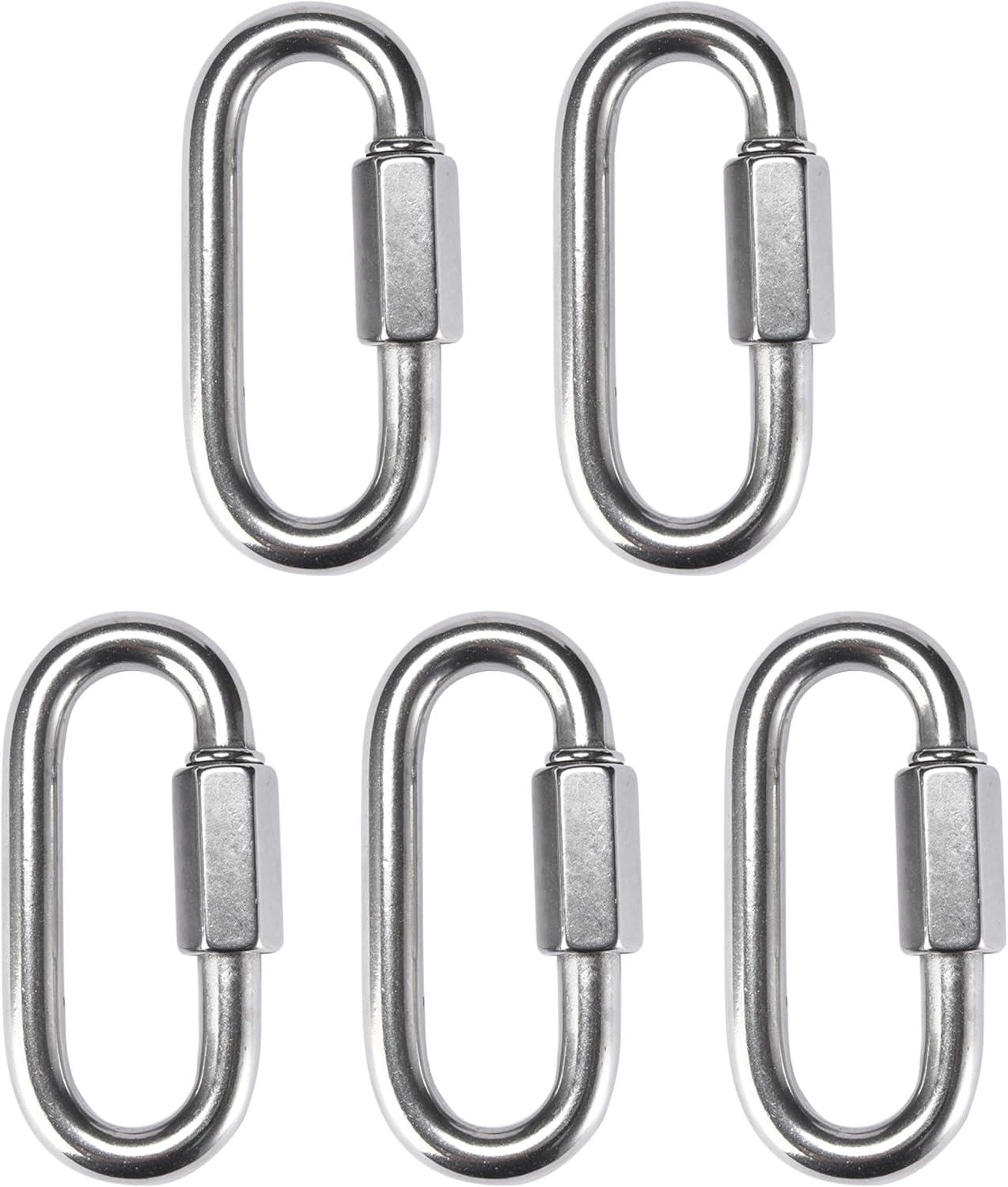 BOLT DROPPER, BRAND, CATEGORY, CHAIN LINKS, Bolt Dropper 1/2" Removable Chain Links Connector - Heavy Duty Large Carabiner 316 Stainless Steel Marine Grade - Corrosion Resistant Chain Connector, Chain Hooks Locking Clip Carabiner - Set of 5