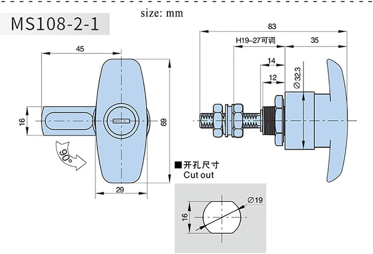 BRAND, CATEGORY, LOCKS, MBELLO, Cam Locks，Cabinet Lock,Drawer Lock,2Pcs RV Trailer T-Handle Lock, Rear Fixing T Handle Lock, Shed Door Lock Toolbox Latch for Motorhome Caravan Boat Marine, Garage Door Lock (MS108-2-1)