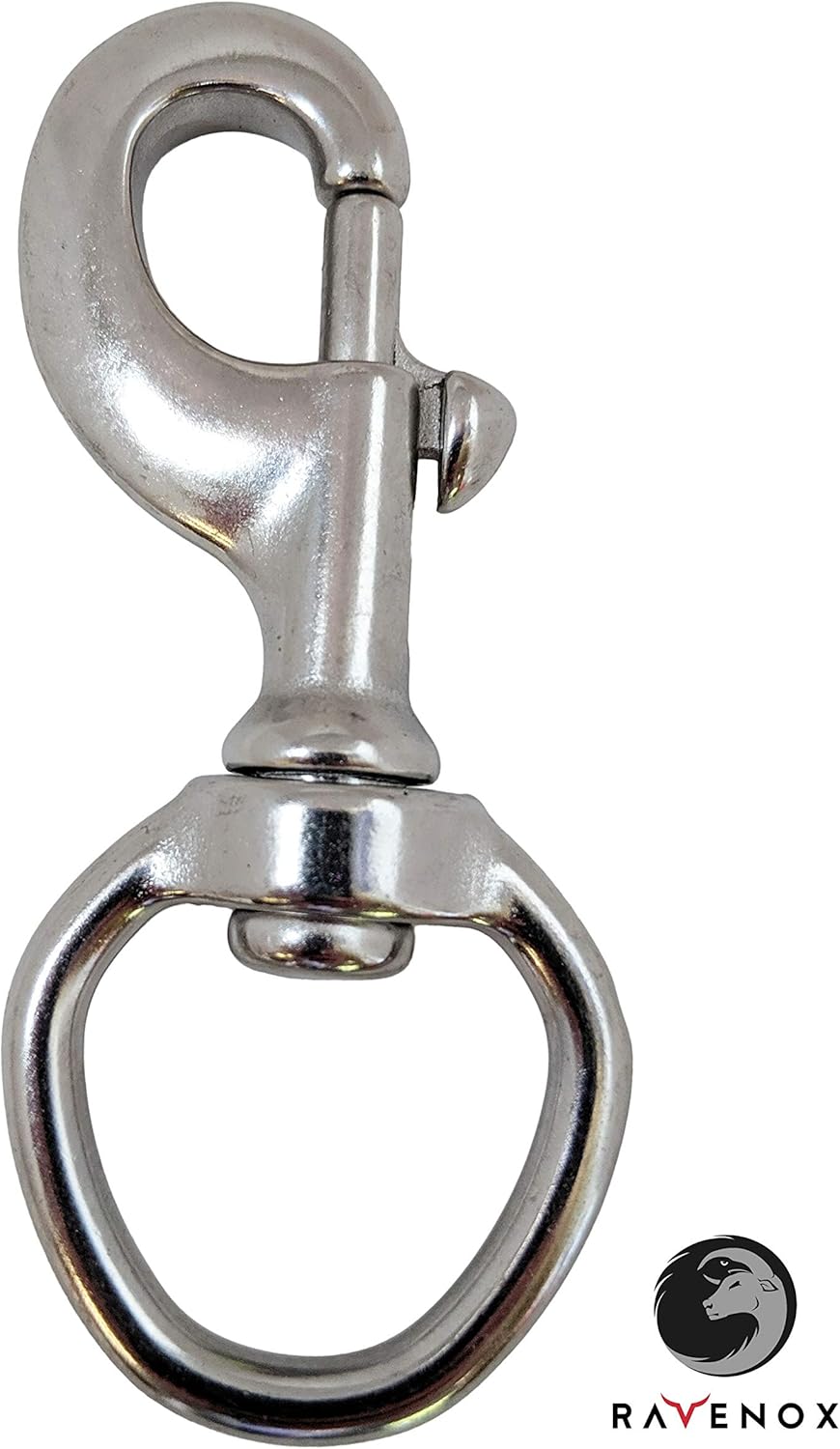 BOLT SNAPS, BRAND, CATEGORY, FMS, Fms Ravenox Snap Hooks Heavy Duty |(Stainless Steel)(1" x 4-Pack) | 1-inch Swivel Snaps | Keychain Clip with Eye Bolt | Swivel Hook, Bolt Snap for Scuba, Flagpoles, Horse Leads, Leashes, Rope Hardware