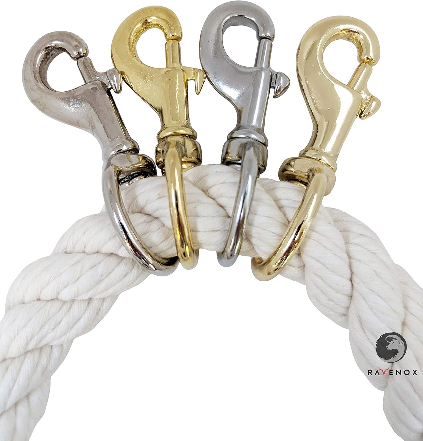 BOLT SNAPS, BRAND, CATEGORY, FMS, Fms Ravenox Snap Hooks Heavy Duty |(Stainless Steel)(1" x 4-Pack) | 1-inch Swivel Snaps | Keychain Clip with Eye Bolt | Swivel Hook, Bolt Snap for Scuba, Flagpoles, Horse Leads, Leashes, Rope Hardware