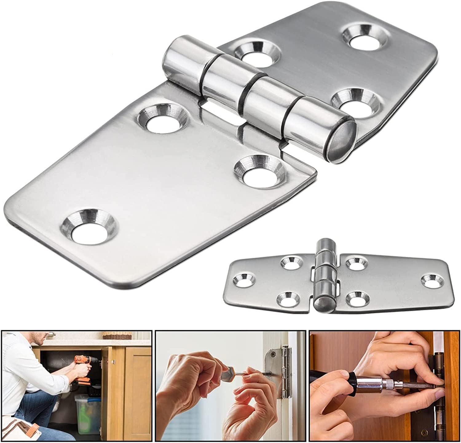 BRAND, CATEGORY, HINGES, OQATNXUR, 1Pcs Flush Hinges Stainless Steel Polished Silver for Boat Marine Door Compartment Door Hinges Furniture Fittings Hardware