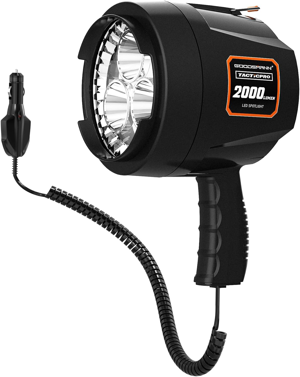 BRAND, CATEGORY, GOODSMANN, HANDHELD FLASHLIGHTS, GOODSMANN Spotlight 12 Volt Spotlight Led 2000 Lumen Boat Handheld Spotlight Corded 12V DC Spot Light Marine Handheld Spotlight Led 12V DC Plug for Boat Hiking