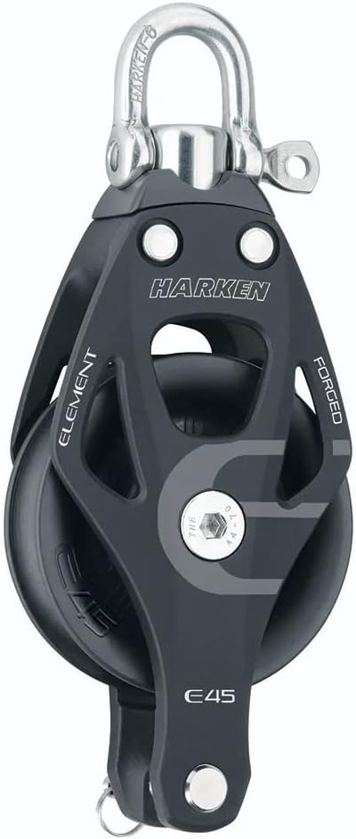 BRAND, CATEGORY, HARDWARE, HARKEN, HARKEN Premium Sailing 45mm Single Element Swivel Boat Block w/Becket, 45mm, Part 6231