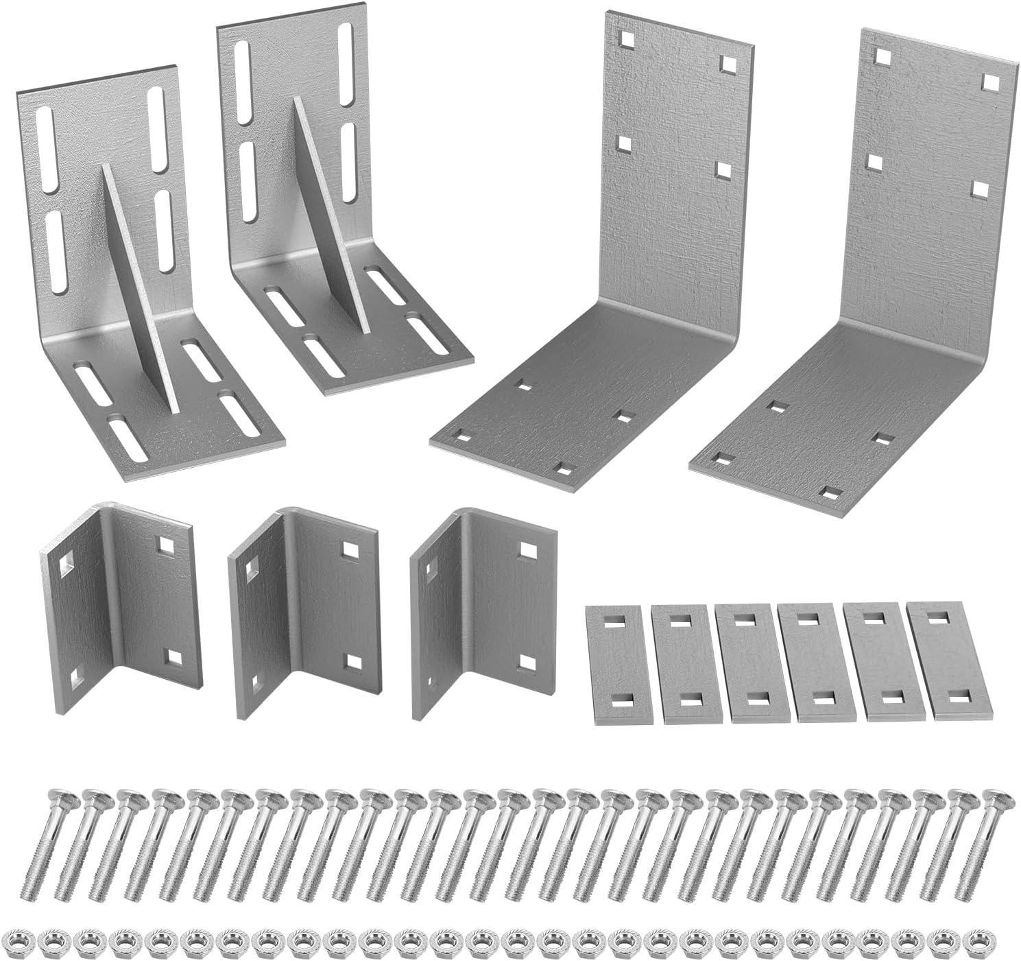 BRAND, CATEGORY, DOCK GUARDS, VLAENG, Heavy-Duty 90° Corner Dock Hardware Kit, Heavy Duty Boat Dock Steel Hardware Kits, Galvanized, Floating Dock Backer Plate, Inside Corner, 1/2" Holess with Carriage Bolts, Thickness 6mm