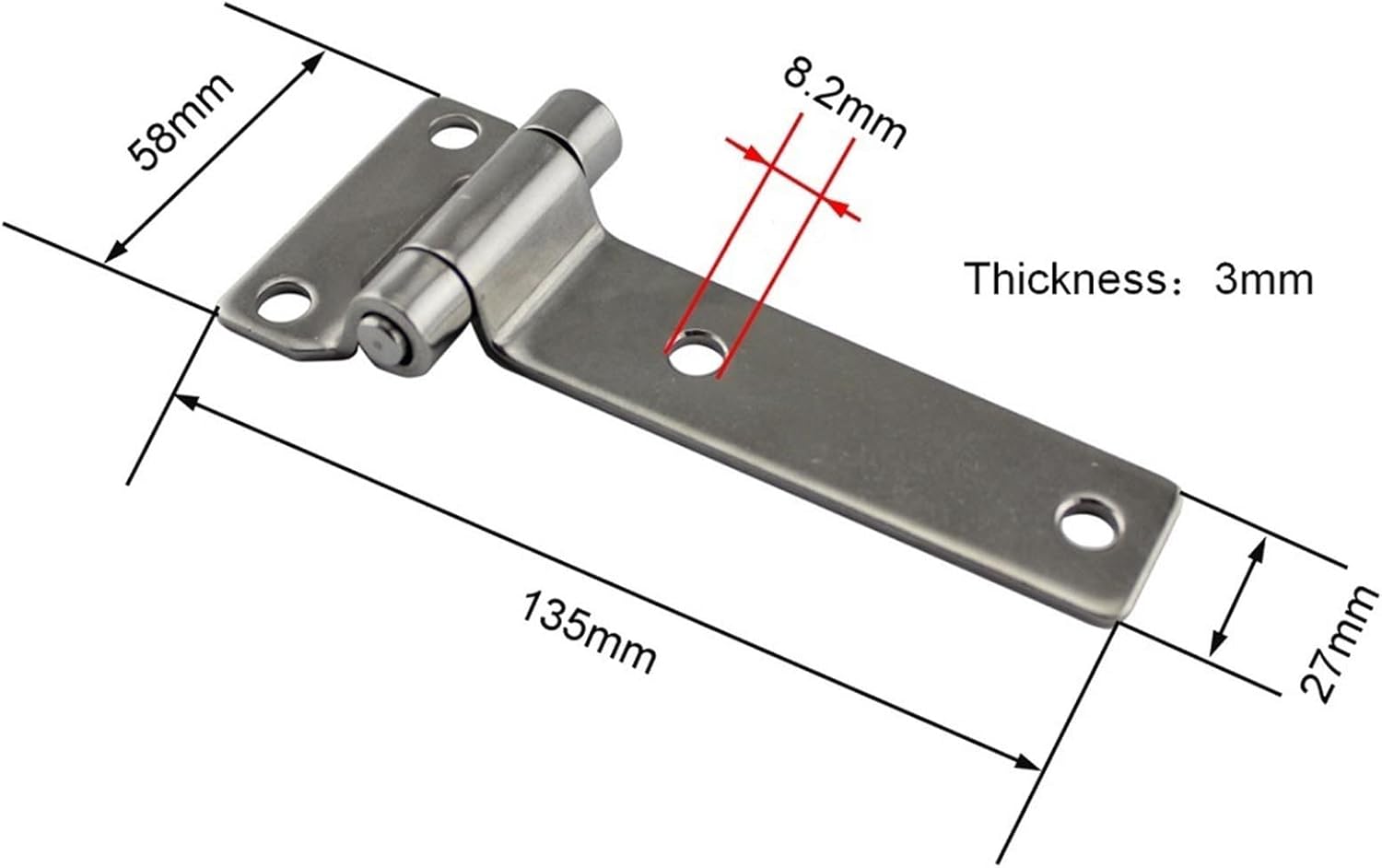 BRAND, CABINET HARDWARE & HINGES, CATEGORY, ZBQQP, Hinge, 2PCS 304 Stainless Steel 135mm T Hinge Heavy Duty Marine Boat Yachts Hardware Stainless Steel Door Hinges for Container