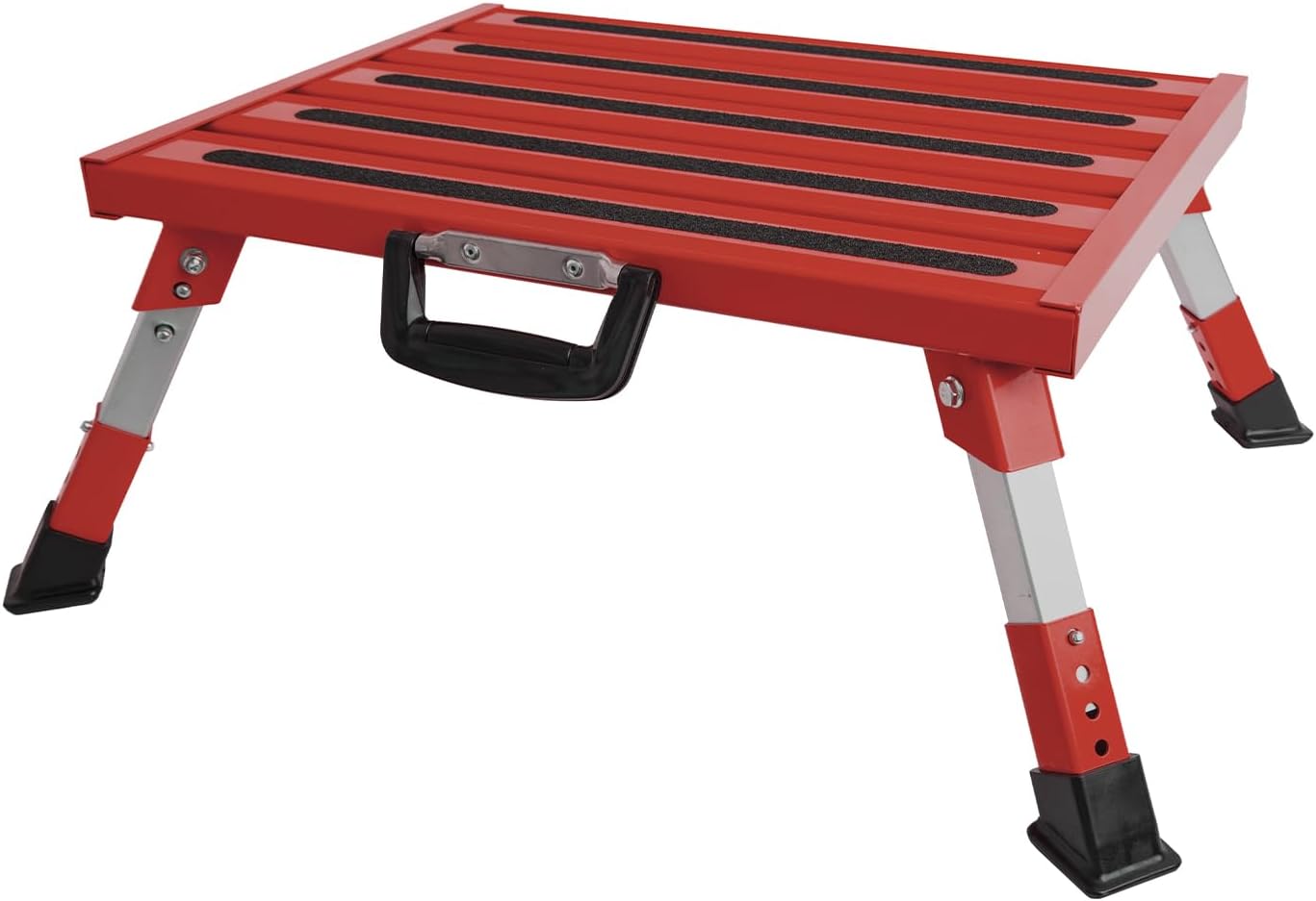 BRAND, CATEGORY, HOMEON WHEELS, STEPS, Homeon Wheels RV Step Stool, Aluminum Folding Platform Step with Non-Slip Rubber Feet, More Stable Supports Up to 1,500lbs Safety RV Steps (Blue Fluorescent)