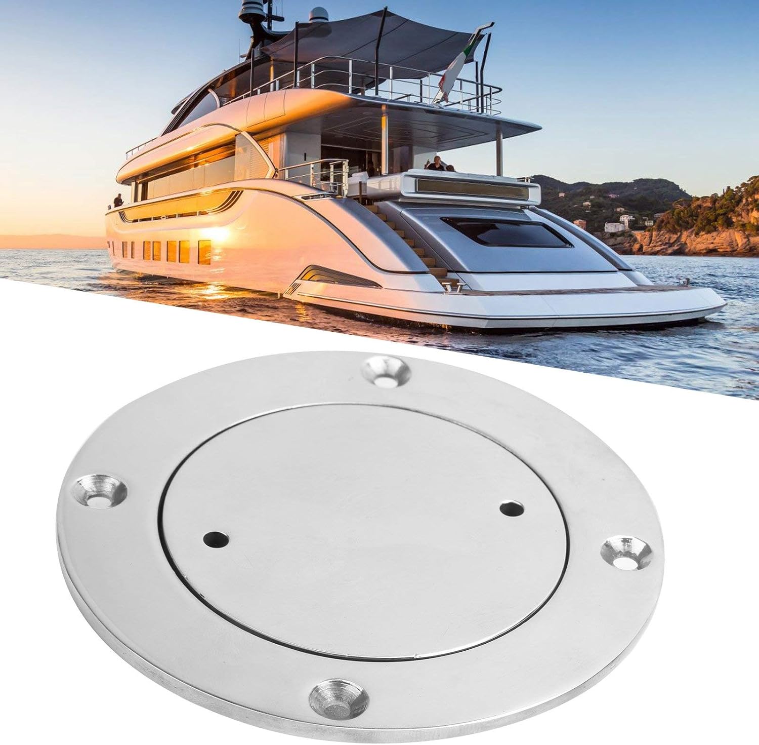 BRAND, CATEGORY, DECK HARDWARE, KIMISS, KIMISS Deck Plate, 3in Stainless Steel Deck Hatch Cover Stainless Steel Inspection Hatch With Key For Marine Boat Hardware Accessory