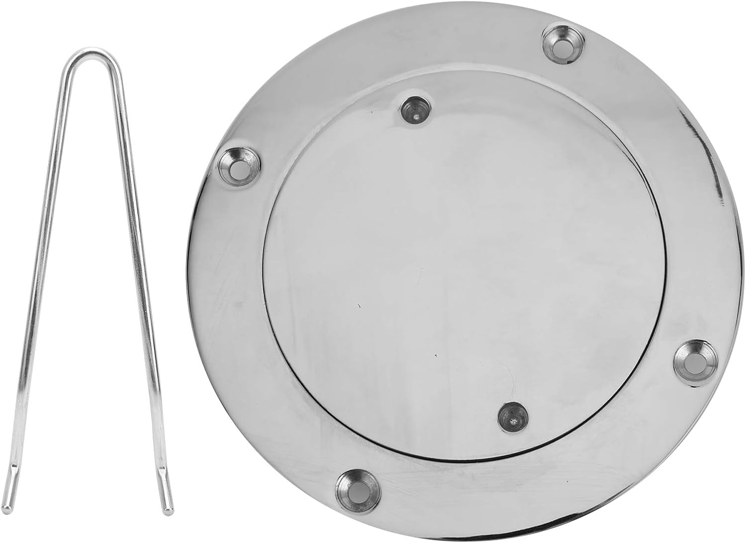 BRAND, CATEGORY, CHENGYUWEI, DECK HARDWARE, 4in 316 Stainless Steel Deck Cover Plate with Keyhole for Yacht Marine Hardware Accessory, Polished Mirror Like Surface, and Resistant, and Long