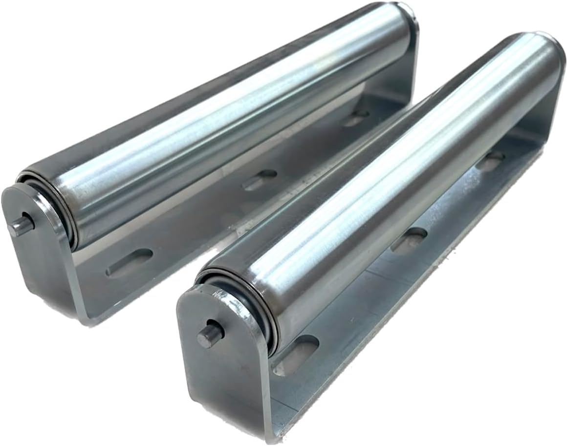 BRACKETS, BRAND, CATEGORY, GASCEM, Long Roller with Bracket Set | 16" Length, 1.5" Diameter Conveyor Rollers | Galvanized Steel | Versatile Support for Roller Stands, Woodworking, and Roller Conveyors | Pack of 2