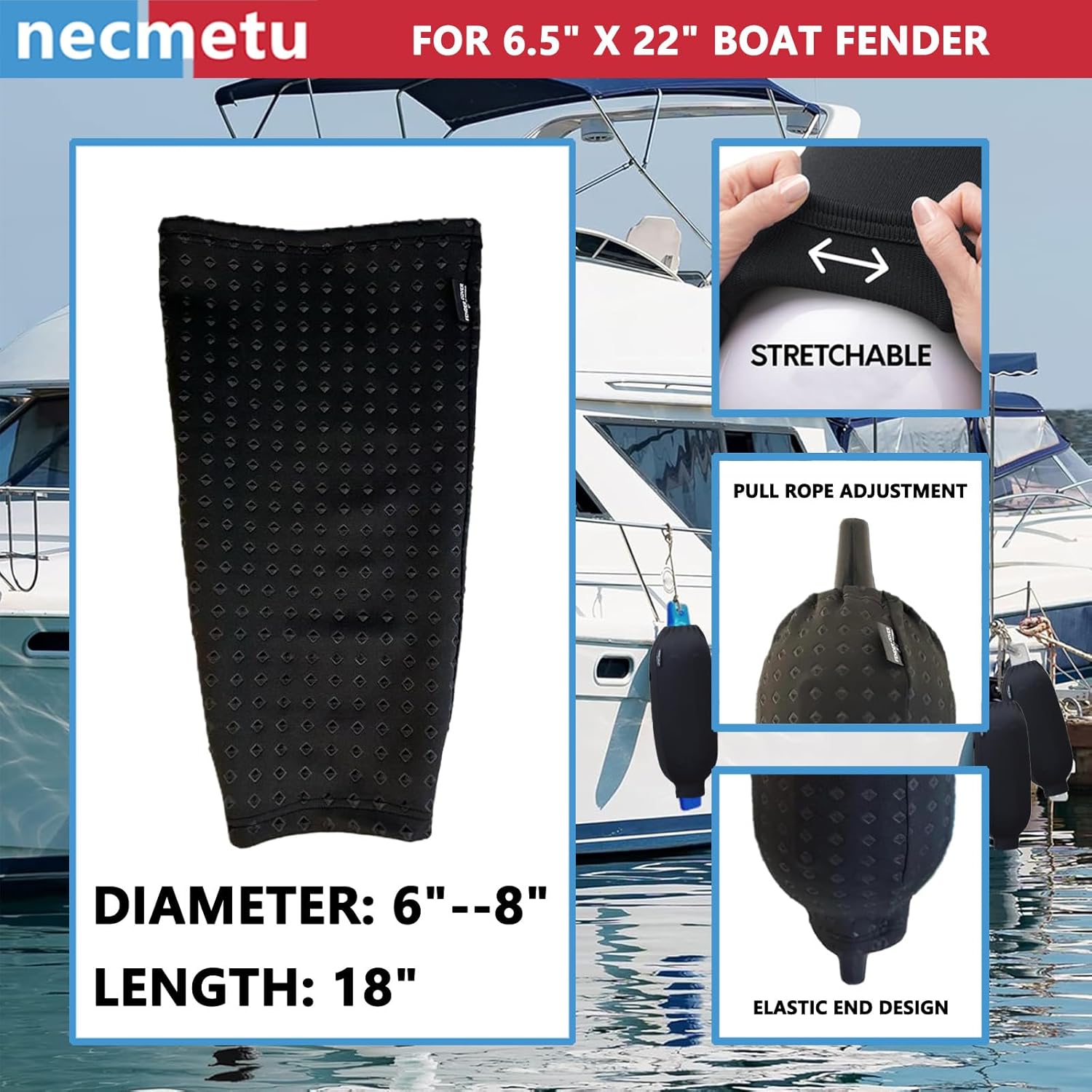 BOAT FENDERS, BRAND, CATEGORY, NECMETU, Marine Fender Covers,Diamond Patterned 8" x 18" Boat Fender Covers Polyester,Diamond Patterned