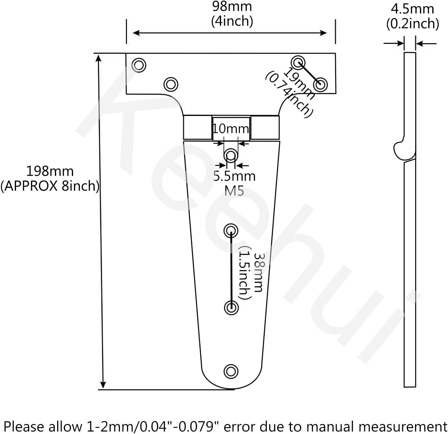 BRAND, CATEGORY, HINGES, KEEHUI, Pair of 316 SS Marine Grade Heavy Duty T Hinge 8in x 4in/198MMx98mm Casting Strap Hinge