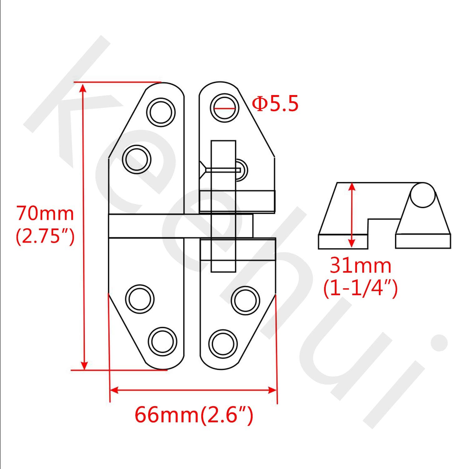 BRAND, CATEGORY, DECK HARDWARE, KEEHUI, Pair of Heavy Duty Marine Grade 316 Stainless Steel Hatch Hinge 2-3/4" x 2-3/4"for Boat, RV