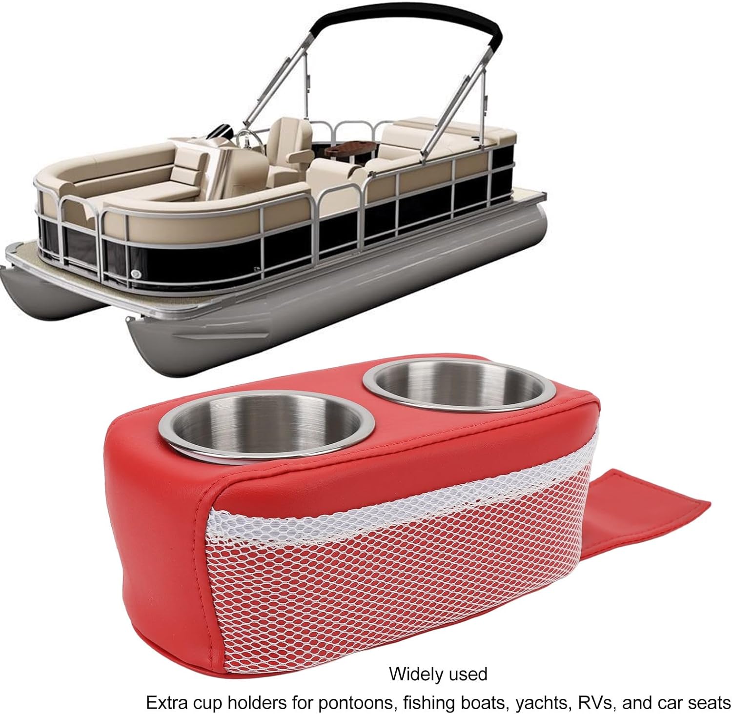 BRAND, CATEGORY, KEENSO, STORAGE, Pontoon Cup Holder,Stainless Steel Double Drink Holder,Portable Beverage Holders,Waterproof Cup Organizer for Boat Yacht Sofa, RV, Car Seats (Black)