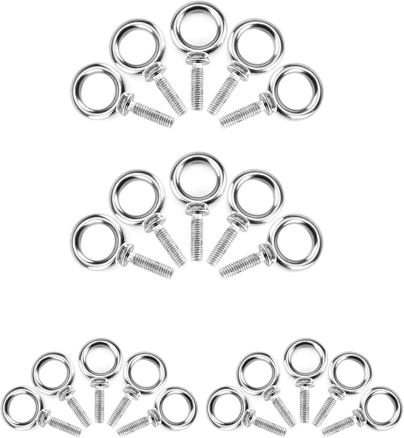 BRAND, CATEGORY, EYEBOLTS, QWORK, QWORK Eye Bolt, 50 Pack 1/4"-20 x 1" Marine Grade Stainless Steel Lifting Ring Threaded Eyebolt Machinery Shoulder Eyebolts