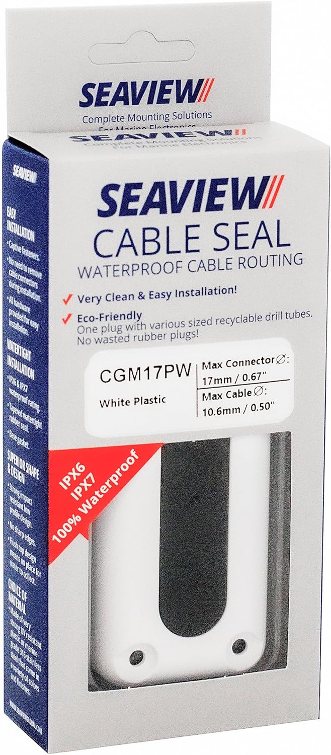 BRAND, CATEGORY, DECK HARDWARE, SEAVIEW, SEAVIEW | Multi-Cable Rectangle Cable Gland | Marine Grade Waterproof Cable Pass Through Cable Clam Compatible with Wire Diameters Up to 0.5" (10.6mm) | White Plastic