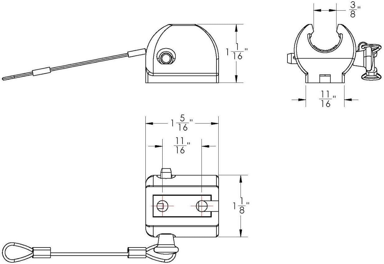 BRAND, CABINET HARDWARE & HINGES, CATEGORY, TACO MARINE, Stainless Steel Ball & Socket Flat Deck Hinge w/Pin And Lanyard, Polished, 7/8" O.D. Tubing