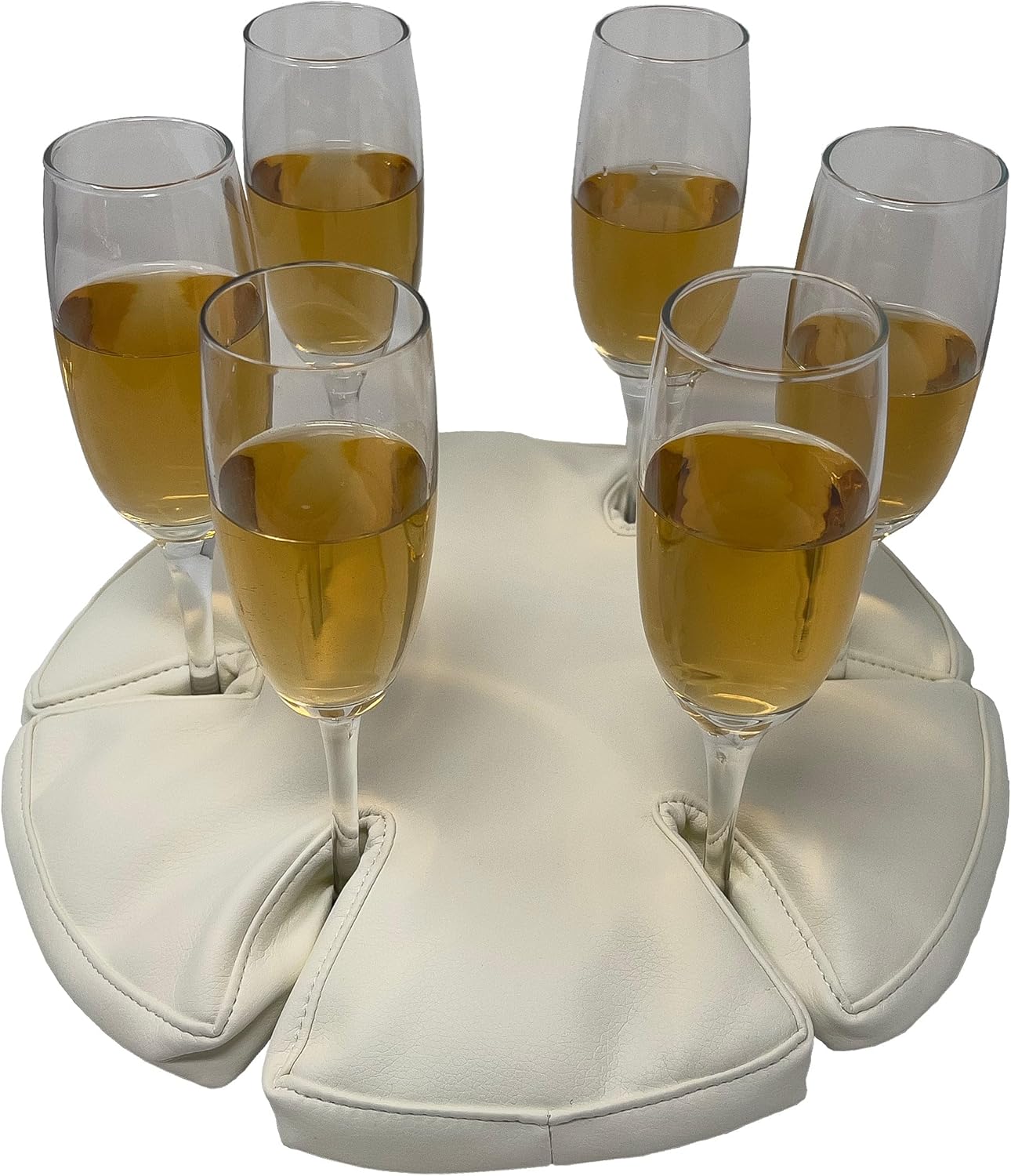 BRAND, CATEGORY, GLASSANCHOR, STEMWARE RACKS, The Glass Anchor good-looking wine glass holder for boats, picnics, festivals, camping, motorhomes. Colour: Gray Leather. Holds 6 glasses. No fixings needed. Stop the spills!