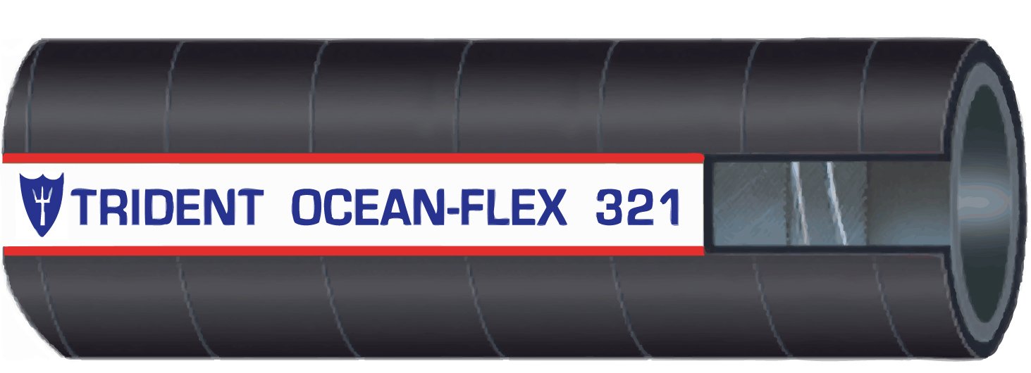 BRAND, CATEGORY, TRIDENT, WATER HOSES, Trident Marine 321-1004 EPDM Rubber Ocean-Flex Multi-Purpose Hose with Wire, 75 psi Maximum Pressure, 12.5' Length x 1" ID