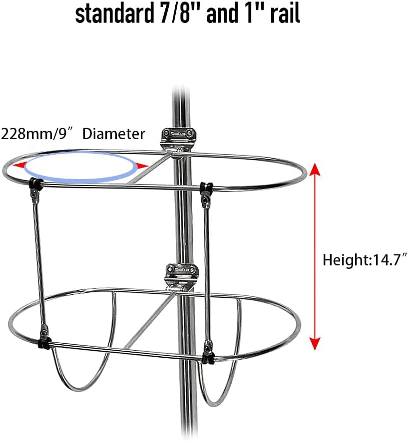 BOAT FENDERS, BRAND, CATEGORY, PROMOTOR, Stainless-Steel Double Fender Holder Rack for Boat Fenders (Fit for 7''/9''/11'' Diameter Boat Fender; Standard 7/8" and 1" Rail)