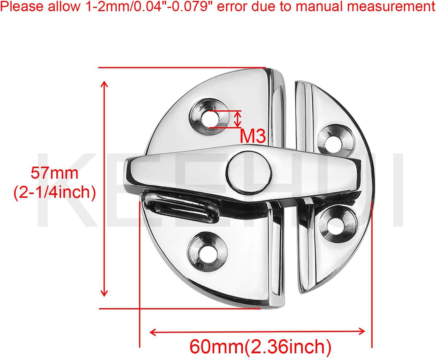 BRAND, CATEGORY, GATE LATCHES, KEEHUI, keehui Marine Grade 316 Stainless Steel Boat Door Catch Latch Door Latch Round 57mm(2-1/4") Twist Lock Suit for Boat Door& Cabinet