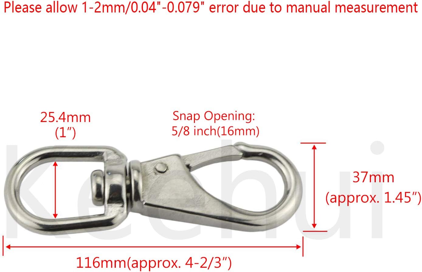 BRAND, CATEGORY, KEEHUI, SPRING SNAPS, keehui Stainless Steel 304 Swivel Eye Snap Hooks Size1#(M5)/2#(M6)/3#(M7) Marine Clips Flag Snap Spring Pet Buckles