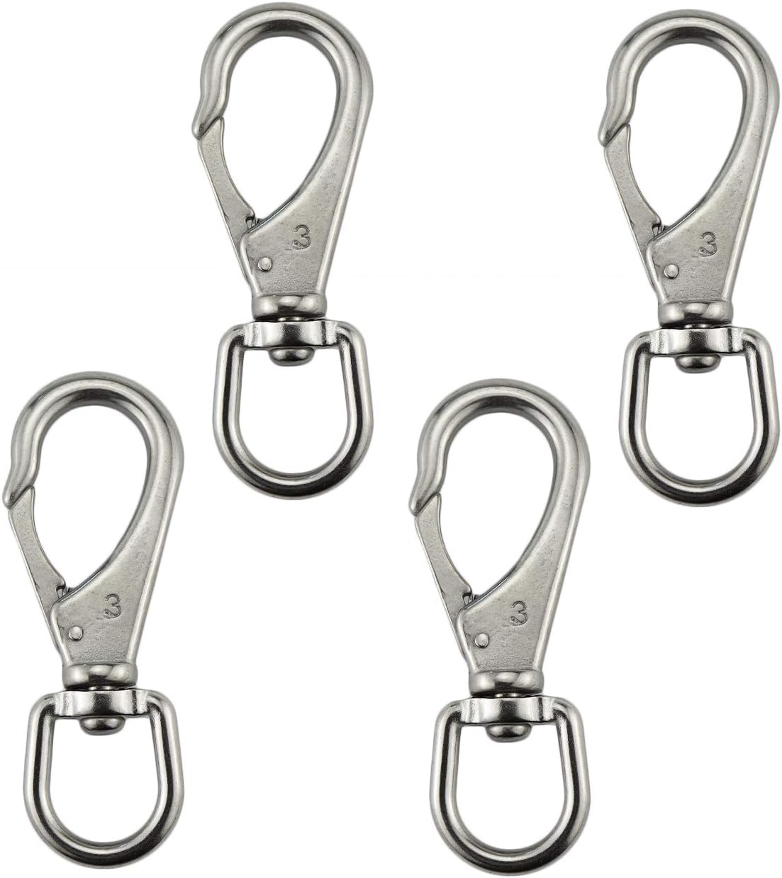 BRAND, CATEGORY, KEEHUI, SPRING SNAPS, keehui Stainless Steel 304 Swivel Eye Snap Hooks Size1#(M5)/2#(M6)/3#(M7) Marine Clips Flag Snap Spring Pet Buckles