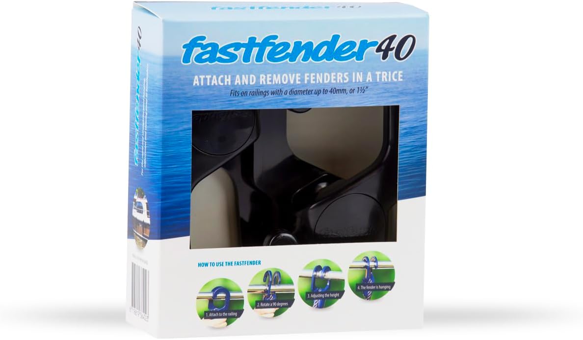 BOAT FENDERS, BRAND, CATEGORY, FASTFENDER, – 40 Black - The Original Single Handed Fender Hanger - Made from UV Resistant Plastic - Sold in Pairs