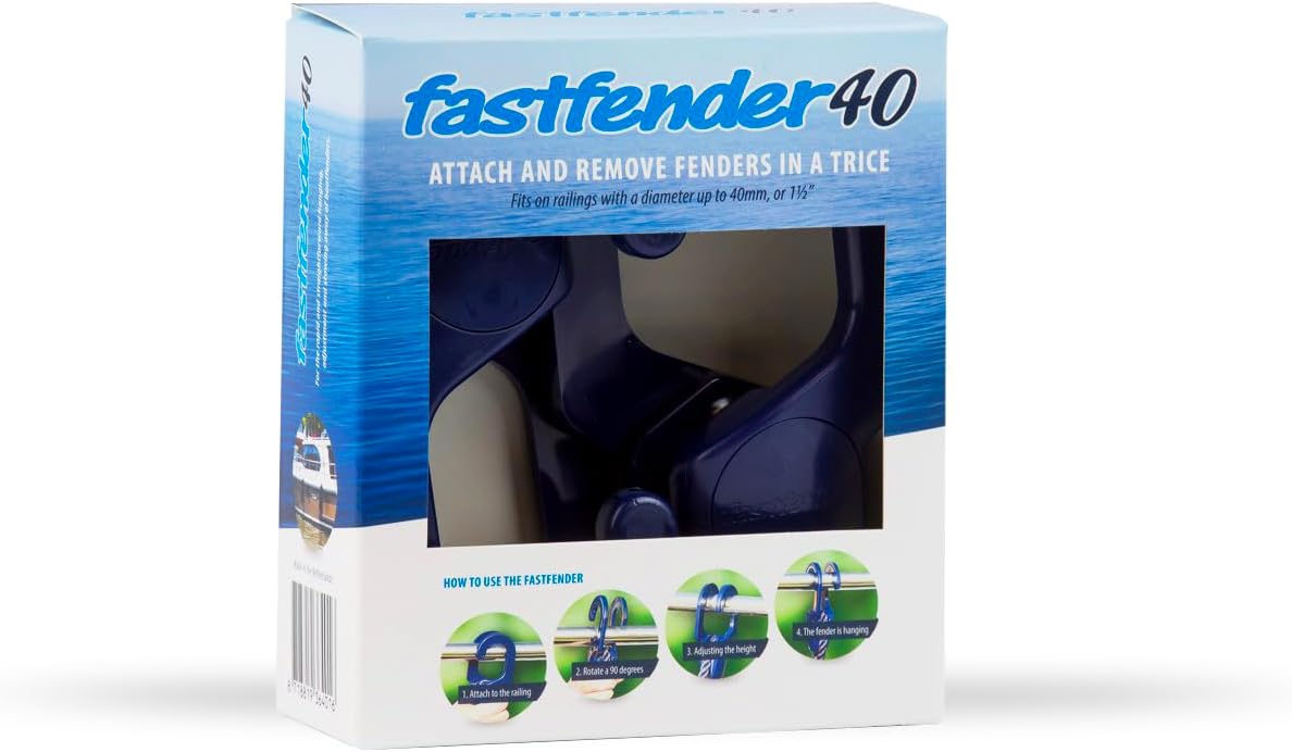 BOAT FENDERS, BRAND, CATEGORY, FASTFENDER, – 40 Blue - The Original Single Handed Fender Hanger - Made from UV Resistant Plastic - Sold in Pairs